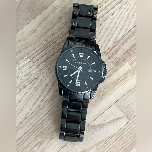 Claiborne Men’s Watch Black Dial Black Bracelet Date Window Stainless Hands - Picture 4 of 11